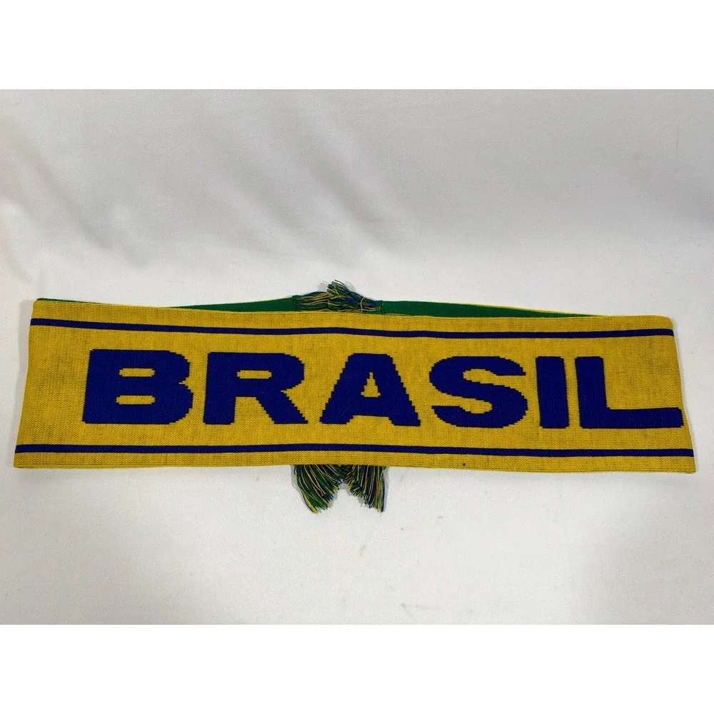 Brazil Soccer Knit‎ Scarf Green Yellow Futbol Fan Streetwear Football Core